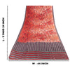 Sanskriti Vintage Sarees Red Indian Pure Silk Printed Sari 5+yd Craft Fabric