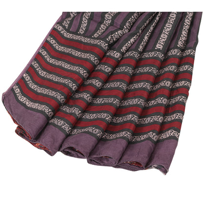 Sanskriti Vintage Sarees Red Indian Pure Silk Printed Sari 5+yd Craft Fabric