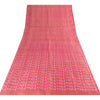 Sanskriti Vintage Sarees Pink 100% Pure Silk Floral Print Sari 6+yd Craft Fabric