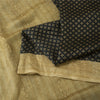 Sanskriti Vintage Sarees Black Pure Silk Geometric Print Sari 6+yd Craft Fabric