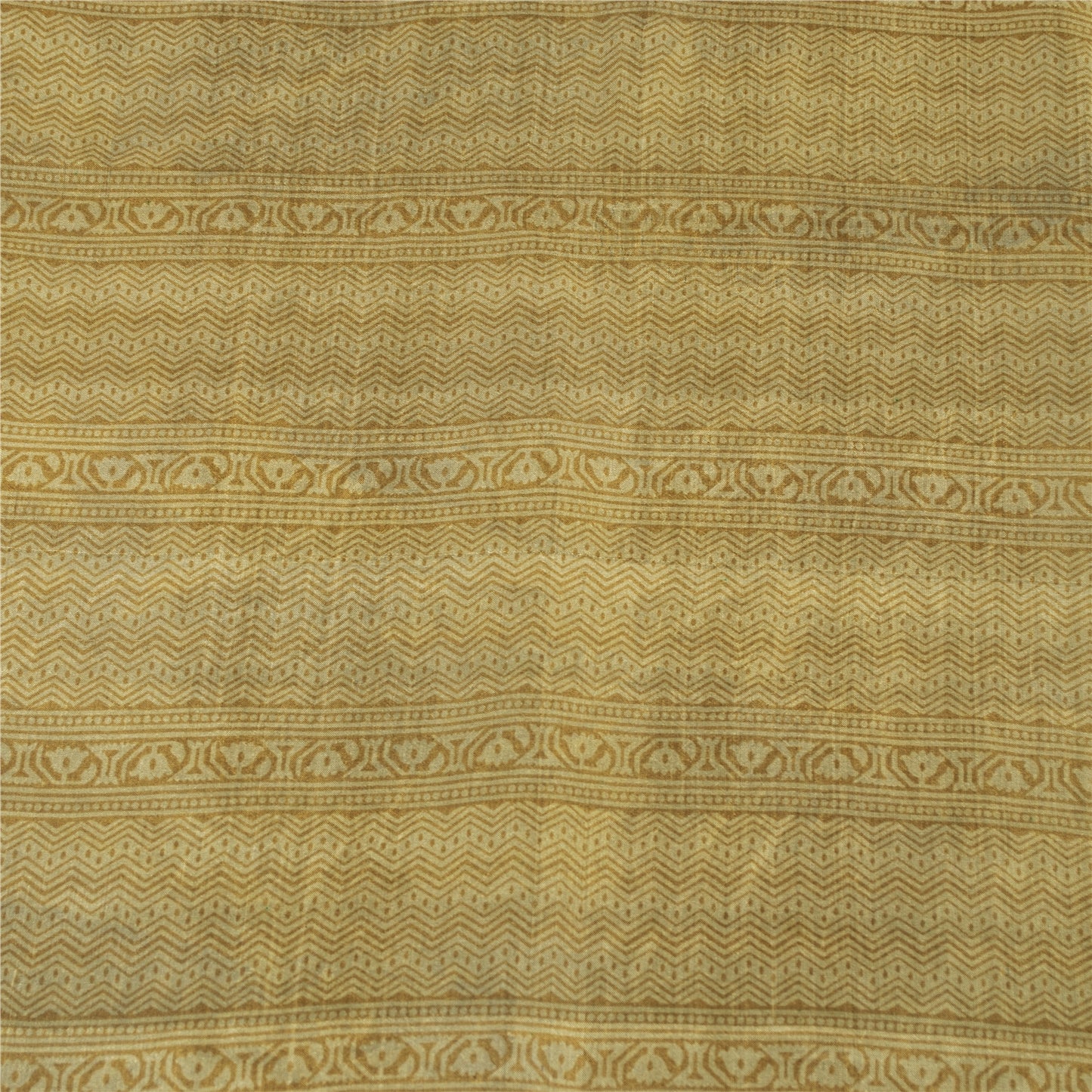 Sanskriti Vintage Sarees Black Pure Silk Geometric Print Sari 6+yd Craft Fabric