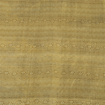 Sanskriti Vintage Sarees Black Pure Silk Geometric Print Sari 6+yd Craft Fabric