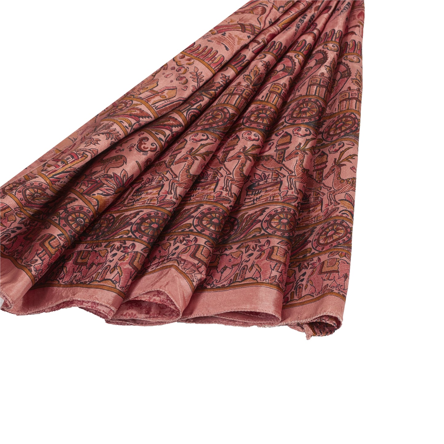 Sanskriti Vintage Sarees Blush Pink 100%Pure Silk Printed Sari 5+yd Craft Fabric