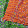 Sanskriti Vintage Sarees Orange & Green Pure Silk Printed Sari 5+yd Craft Fabric