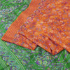 Sanskriti Vintage Sarees Orange & Green Pure Silk Printed Sari 5+yd Craft Fabric