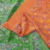 Sanskriti Vintage Sarees Orange & Green Pure Silk Printed Sari 5+yd Craft Fabric