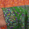 Sanskriti Vintage Sarees Orange & Green Pure Silk Printed Sari 5+yd Craft Fabric