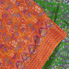 Sanskriti Vintage Sarees Orange & Green Pure Silk Printed Sari 5+yd Craft Fabric