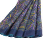 Sanskriti Vintage Sarees Blue Indian 100%Pure Silk Printed Sari 6yd Craft Fabric