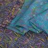 Sanskriti Vintage Sarees Blue Indian 100%Pure Silk Printed Sari 6yd Craft Fabric