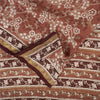 Sanskriti Vintage Sarees Brown Indian Pure Silk Printed Sari 6yd Craft Fabric