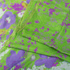 Sanskriti Vintage Sarees Green Pure Silk Floral Printed Sari 6+yd Craft Fabric