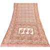 Sanskriti Vintage Sarees Cream & Red Pure Silk Printed Sari 5+yd Craft Fabric