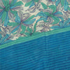 Sanskriti Vintage Sarees Blue Pure Silk Floral Print 6+yd Sari For DIY Projects