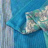 Sanskriti Vintage Sarees Blue Pure Silk Floral Print 6+yd Sari For DIY Projects