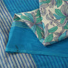 Sanskriti Vintage Sarees Blue Pure Silk Floral Print 6+yd Sari For DIY Projects