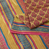 Sanskriti Vintage Sarees Pink & Cream Pure Silk Printed Sari 6+yd Craft Fabric
