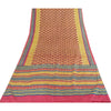Sanskriti Vintage Sarees Pink & Cream Pure Silk Printed Sari 6+yd Craft Fabric