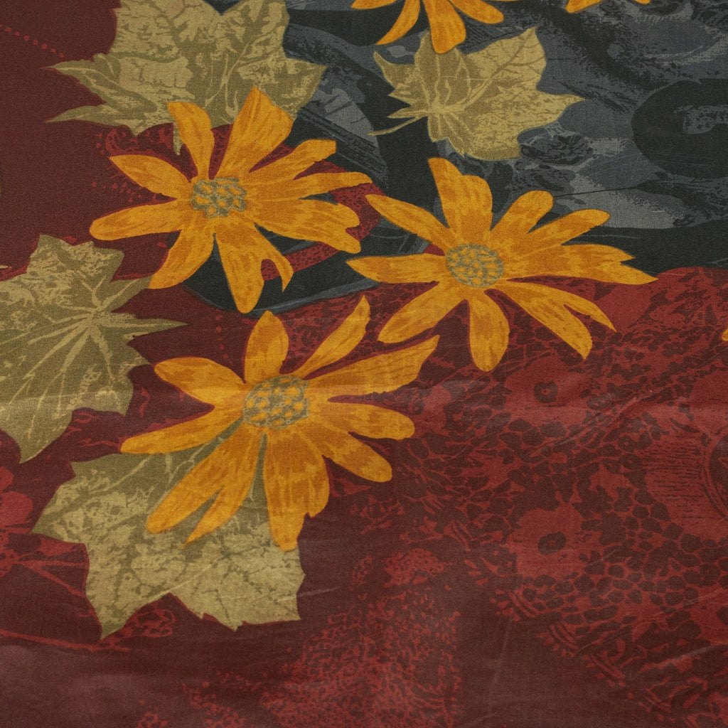 Sanskriti Vintage Sarees Gay Pure Silk Floral Printed Sari 5+yd Craft Fabric