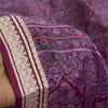 Sanskriti Vintage Sarees Purple Pure Silk Kashmiri Floral Print Sari 5+yd Fabric