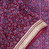 Sanskriti Vintage Sarees Purple Pure Silk Kashmiri Floral Print Sari 5+yd Fabric