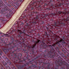 Sanskriti Vintage Sarees Purple Pure Silk Kashmiri Floral Print Sari 5+yd Fabric