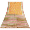 Sanskriti Vintage Sarees Yellow Pure Silk Paisley GeometricPrint Sari 6yd Fabric