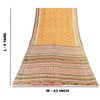 Sanskriti Vintage Sarees Yellow Pure Silk Paisley GeometricPrint Sari 6yd Fabric
