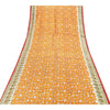 Sanskriti Vintage Sarees Yellow Pure Silk Paisley GeometricPrint Sari 6yd Fabric