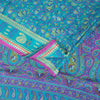 Sanskriti Vintage Sarees Blue & Purple Pure Silk Floral &Paisley Print 5+yd Sari