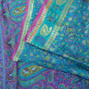 Sanskriti Vintage Sarees Blue & Purple Pure Silk Floral &Paisley Print 5+yd Sari
