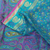 Sanskriti Vintage Sarees Blue & Purple Pure Silk Floral &Paisley Print 5+yd Sari