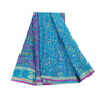 Sanskriti Vintage Sarees Blue & Purple Pure Silk Floral &Paisley Print 5+yd Sari