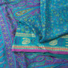 Sanskriti Vintage Sarees Blue & Purple Pure Silk Floral &Paisley Print 5+yd Sari
