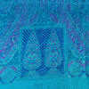 Sanskriti Vintage Sarees Blue Pure Silk Floral Printed Sari 6+yd Craft Fabric