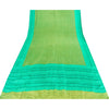 Sanskriti Vintage Sarees Green Pure Silk Paisley Printed Sari 5+yd Craft Fabric