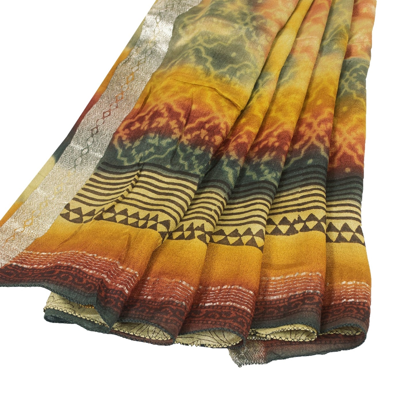 Sanskriti Vintage Sarees Yellow Pure Silk Floral Print 5+YD Sari Sewing Projects