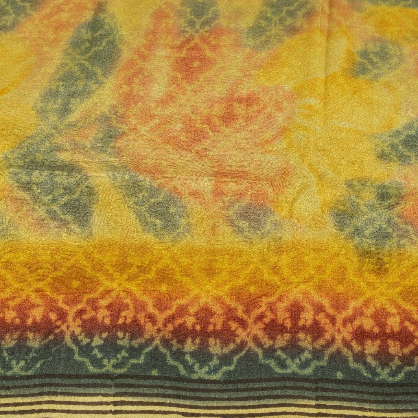 Sanskriti Vintage Sarees Yellow Pure Silk Floral Print 5+YD Sari Sewing Projects