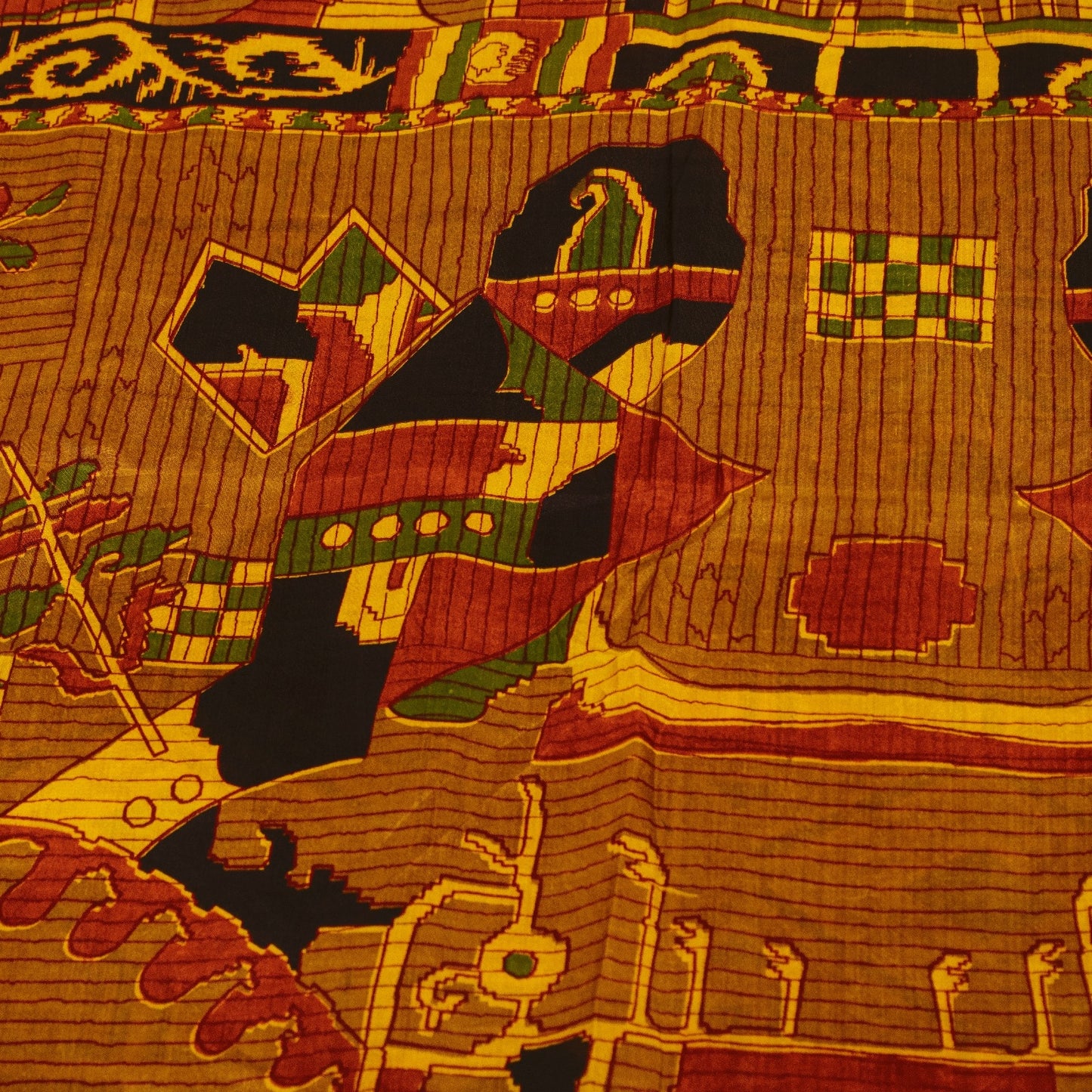 Sanskriti Vintage Sarees Yellow Pure Silk Geometric Print Zari Border 6+YD Sari