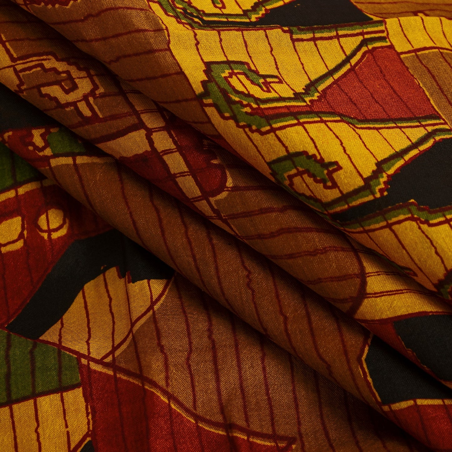 Sanskriti Vintage Sarees Yellow Pure Silk Geometric Print Zari Border 6+YD Sari