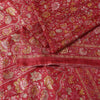Sanskriti Vintage Sarees Pink Pure Silk Floral Printed 5+YD Fabric For Crafters