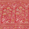 Sanskriti Vintage Sarees Pink Pure Silk Floral Printed 5+YD Fabric For Crafters