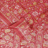 Sanskriti Vintage Sarees Pink Pure Silk Floral Printed 5+YD Fabric For Crafters