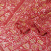 Sanskriti Vintage Sarees Pink Pure Silk Floral Printed 5+YD Fabric For Crafters