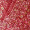 Sanskriti Vintage Sarees Pink Pure Silk Floral Printed 5+YD Fabric For Crafters