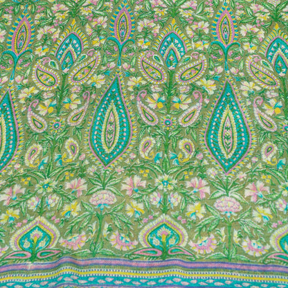 Sanskriti Vintage Sarees Blue Pure Silk Floral Print 6+yd Sari For Craft Supplie