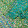 Sanskriti Vintage Sarees Blue Pure Silk Floral Print 6+yd Sari For Craft Supplie