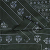 Sanskriti Vintage Sarees Black Pure Silk Floral Hand Block Printed 6+yd Sari