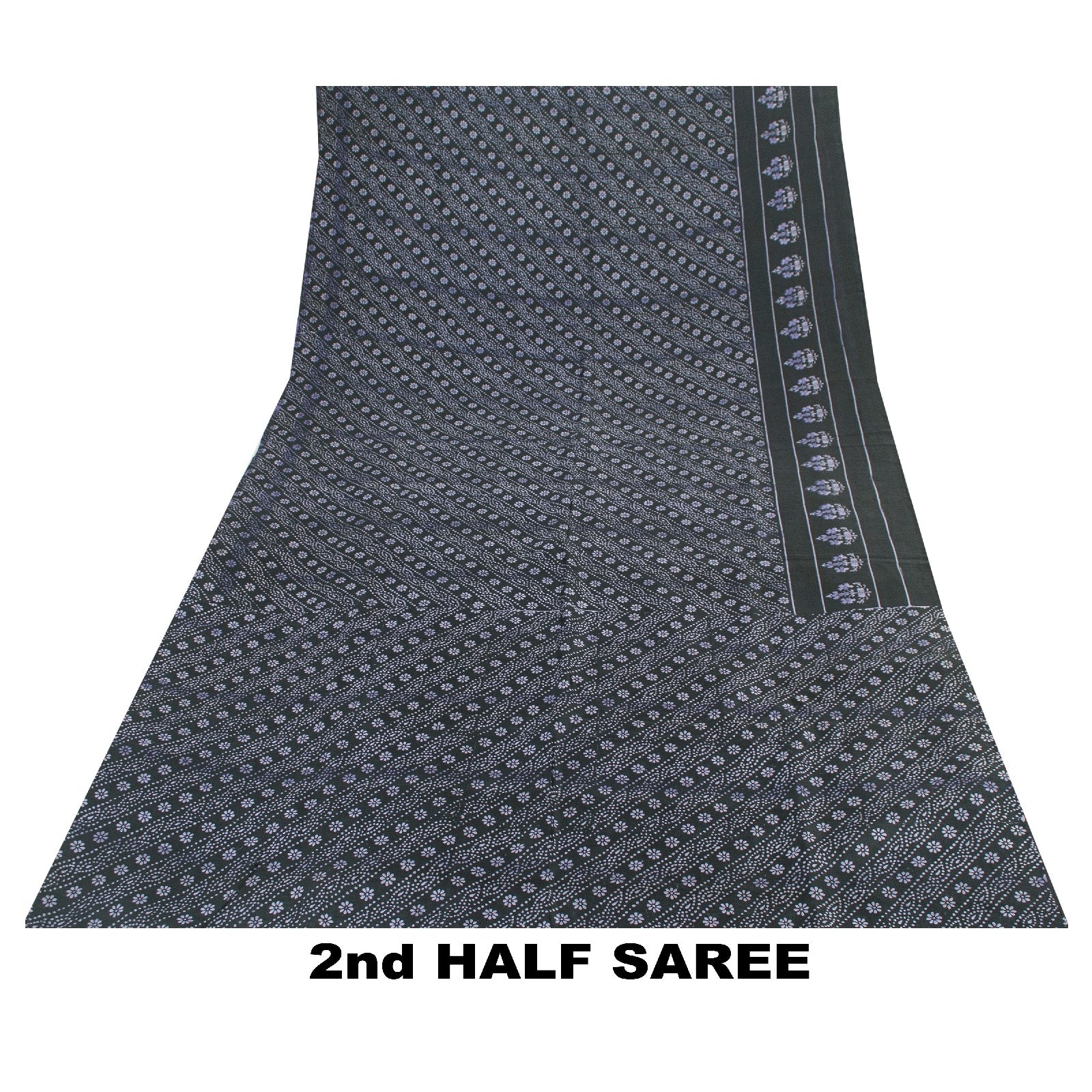 Sanskriti Vintage Saree Dark Green 100% Pure Silk Saree Floral Hand Block Printed 6+Yd Decor Sari Boho Quilting Material For DIY Projects