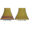 Sanskriti Vintage Sarees Green Pure Silk Floral Printed 6+yd Craft Fabric Sari